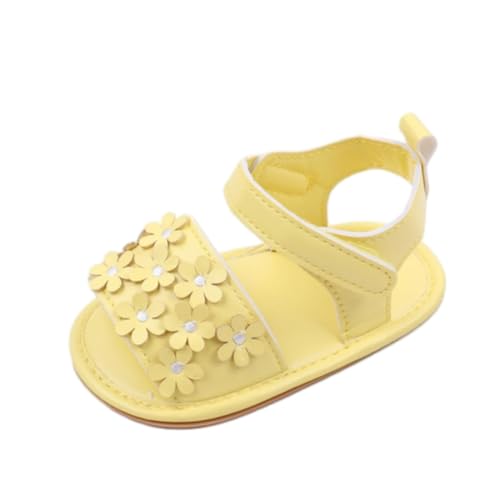 TDEOK Baby Kleinkind Kleinkind Mädchen PU Weiche Offene spitze Sommer Sandalen Prinzessin Flache Schuhe Für Sommer Hausschuhe Baby 1 Jahr (Yellow, 22 Infant) von TDEOK