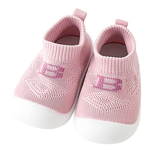 TDEOK Baby Mädchen Kinder Freizeitschuhe Briefdrucke Mesh Soft Bottom Atmungsaktive Slip On Sportschuhe Socken Schuhe Mädchen 23 (Pink, 20 Infant) von TDEOK