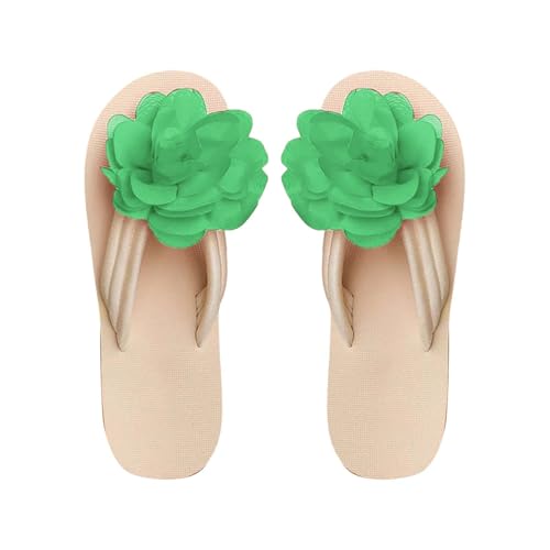 TDEOK Bequeme, lässige Flip-Flops für Damen, weiche Sohle, Dicke Sohle, rutschfeste Strandschuhe mit weicher Sohle Damenschuhe Sommerschuhe Mit Absatz (Green, 40) von TDEOK