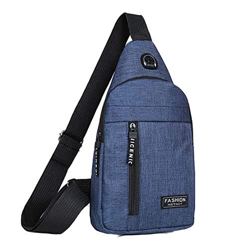 TDEOK Beutel Taschen Damen Männer Frauen Kleine Sling Crossbody Brusttasche Mehrzweck-Sling-Geldbörse One Strap Reisesporttasche mit Kopfhörerloch Karneval Wurfmaterial Taschen (Blue, One Size) von TDEOK