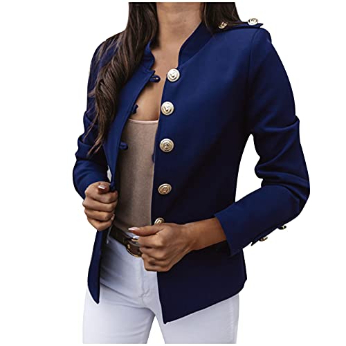 TDEOK Blazer Mit Goldenen Knöpfen Damen - Blazer Mit Knopfleiste Damen - Sweatblazer Festlich Kurzblazer Elegant Business Anzug Jacke Kurz Sportlich Kurzjacke Cardigan Tailliert Military Anzugjacke von TDEOK