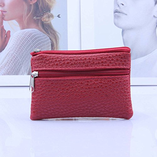 TDEOK Brieftasche Herren Klein Münzfach aus Funktionelle Männer Münze Geldbörse Reißverschluss Kitkartenhüllen Schwarz (Red, One Size) von TDEOK