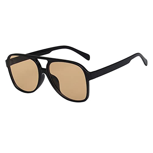 TDEOK Brillengestell quadratische polarisierte Sonnenbrille Vintage getönte klassische große Metallsonnenbrille für Männer und Frauen Ketten Für Brillen (Khaki, One Size) von TDEOK