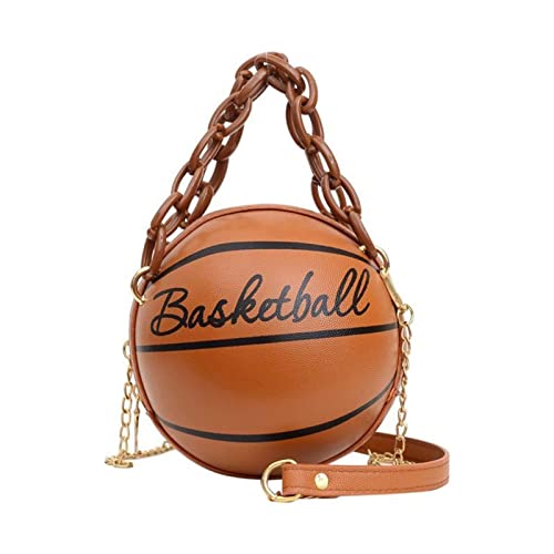 TDEOK Clutch Silber Kette Basketball geformte Geldbörse runde Körper Handtasche Damen Clutch Bag (Brown, One Size) von TDEOK