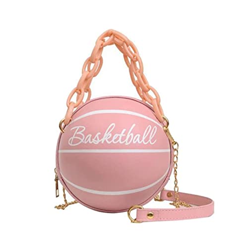 TDEOK Clutch Silber Kette Basketball geformte Geldbörse runde Körper Handtasche Damen Clutch Bag (Pink, One Size) von TDEOK