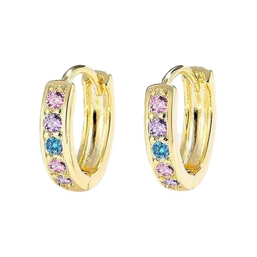 TDEOK Colored Zircon Ear Clips For Women Light Temperament Earrings Design Commuting Earrings Pfauenfeder Ohrringe (GD2, A) von TDEOK