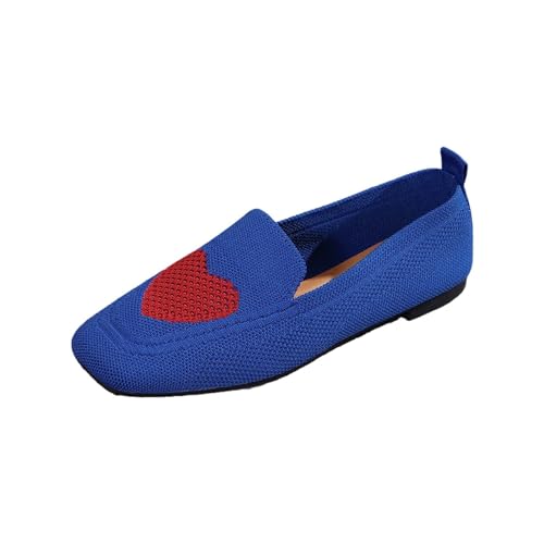 TDEOK Damen Ballerina Schuhe Schwarz Ballett-Komfort Weiche Slip-On-Flachschuhe Maschenware Ballerina Spitze Bestickt Loafer Walkingfreizeitschuhe Sommerschuhe Niedriger Weich von TDEOK