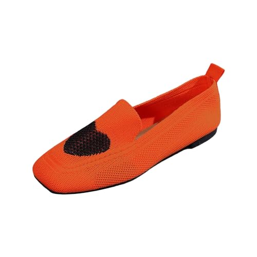 TDEOK Damen Ballerina Schuhe Schwarz Ballett-Komfort Weiche Slip-On-Flachschuhe Maschenware Ballerina Spitze Bestickt Loafer Walkingfreizeitschuhe Sommerschuhe Niedriger Weich von TDEOK