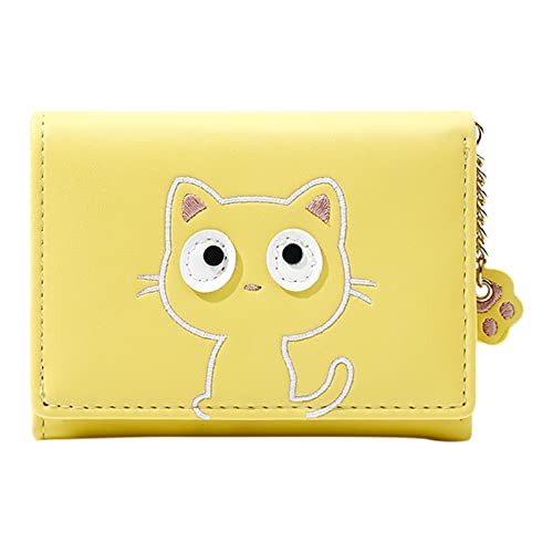 TDEOK Damen Brieftasche Groß Damen-Ledergeldbörsen mit Kartenfächern und Ausweisfenster Kleine Geldbörsen Herren (Yellow, One Size) von TDEOK