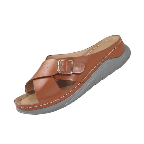 TDEOK Damen Dicker Nähgurt Atmungsaktive Outdoor-Strandhausschuhe Langlaufski Set Damen Klassisch Mit Bindung Und Schuhe (Brown, 38) von TDEOK
