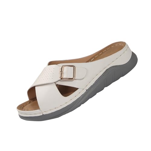 TDEOK Damen Dicker Nähgurt Atmungsaktive Outdoor-Strandhausschuhe Langlaufski Set Damen Klassisch Mit Bindung Und Schuhe (White, 39) von TDEOK