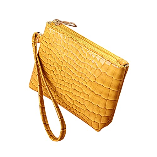 TDEOK Damen-Geldbörse, modische Tasche und sehr tragbare, leichte und große Geldbörse Brieftasche Mit Geldscheinklammer (Yellow, One Size) von TDEOK