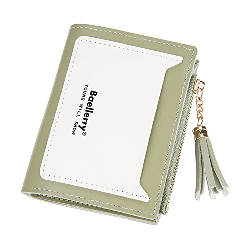 TDEOK Damen Geldbörsen Handmade Fashion Multi Card Buckle Party Wallets Zipper Wallet Geldbörsen Für Jugendliche (Green, One Size) von TDEOK