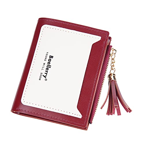 TDEOK Damen Geldbörsen Handmade Fashion Multi Card Buckle Party Wallets Zipper Wallet Geldbörsen Für Jugendliche (Red, One Size) von TDEOK