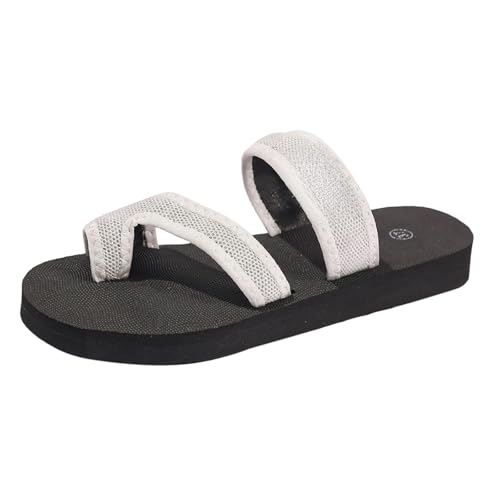 TDEOK Damen Hausschuhe Flache Casual Open Toe Strand Sandalen Casual Hausschuhe Schwarze Schuhe Damen Mit Absatz (White, 38) von TDEOK