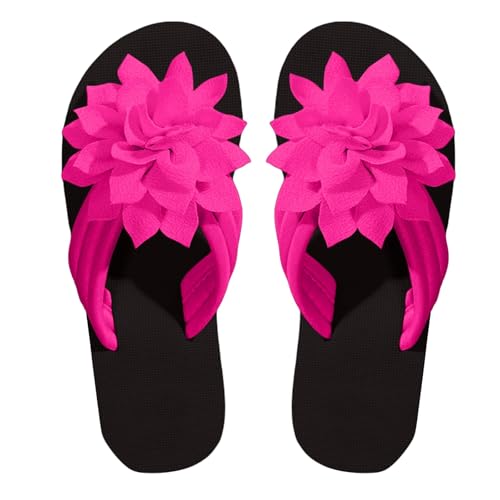 TDEOK Damen Hausschuhe Flip Flops Damen Outdoor Strand Flache Freizeit Hausschuhe Damenschuhe Keilabsatz Pumps (Hot Pink, 41) von TDEOK