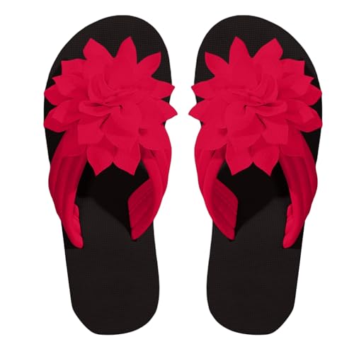 TDEOK Damen Hausschuhe Flip Flops Damen Outdoor Strand Flache Freizeit Hausschuhe Damenschuhe Keilabsatz Pumps (Red, 38) von TDEOK