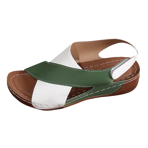 TDEOK Damen Sandalen Plattform Dicke Sohle Mit Rock Lässig Offene Spitze Vielseitige Strand Casual Sandalen Damenschuhe Sommerschuhe Slipper (Green, 45) von TDEOK