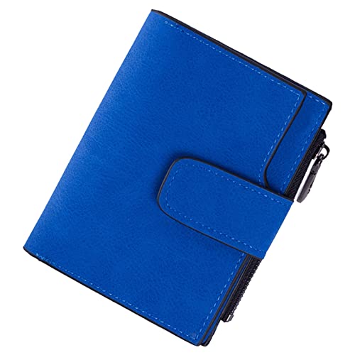 TDEOK Damenschnalle Reißverschluss kurz gefrostet Multi Card Zipper Clip Kurze Geldbörse Bankkartenetui Brieftasche Brieftasche Herren Groß Reißverschluss (Blue, One Size) von TDEOK