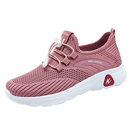 TDEOK Damenschuhe 41,5 Mode Herbst Frauen Sport flach rutschfest Slip On Gummiband Mesh atmungsaktiv bequem einfarbig lässig Stil Damen Schuhe Winter Elegant von TDEOK