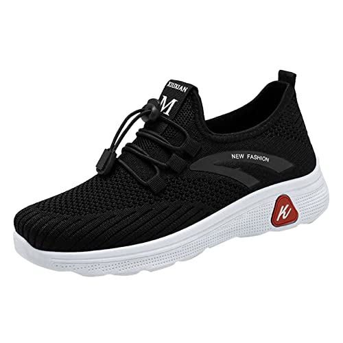 TDEOK Damenschuhe 41,5 Mode Herbst Frauen Sport flach rutschfest Slip On Gummiband Mesh atmungsaktiv bequem einfarbig lässig Stil Damen Schuhe Winter Elegant von TDEOK