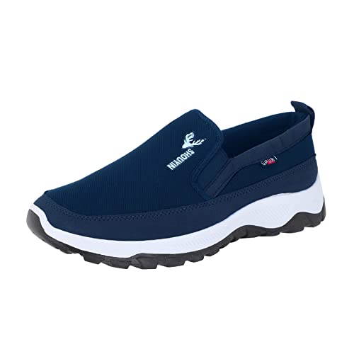 TDEOK Diabetiker Schuhe Herren Winter Sportschuhe Dicke Sohlen rutschfeste Bequeme Einfarbige Weiche Stoffoberseite Beleg Auf Lässigem Stil Schuhe Herren Sneaker New (Blue, 44) von TDEOK