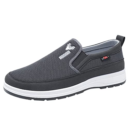 TDEOK Diabetiker Schuhe Herren Winter Sportschuhe Dicke Sohlen rutschfeste Bequeme Einfarbige Weiche Stoffoberseite Beleg Auf Lässigem Stil Schuhe Herren Sneaker New (Grey, 42) von TDEOK