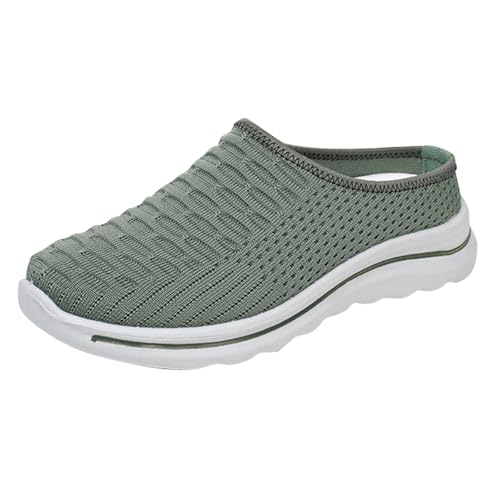 TDEOK Dicke Mesh Schuhe Weibliche Externe Tragen Bequeme Vielseitige Leichte Atmungsaktive EIN Fußhocker Mesh Halb Hausschuhe Weibliche Slider Schuhe Damen (Green, 42) von TDEOK