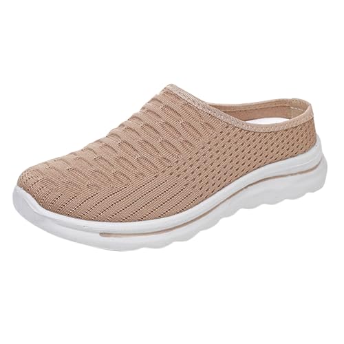 TDEOK Dicke Mesh Schuhe Weibliche Externe Tragen Bequeme Vielseitige Leichte Atmungsaktive EIN Fußhocker Mesh Halb Hausschuhe Weibliche Slider Schuhe Damen (Khaki, 39) von TDEOK