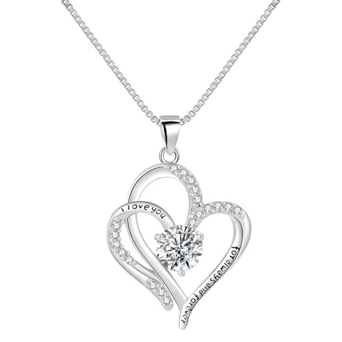 TDEOK Double Heart Pendant Necklace for Women Studded Clavicle Chain for Love and Affection Edelstahl Kreuz Halskette (GD1, One Size) von TDEOK