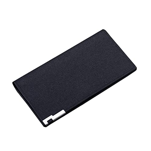 TDEOK Fashion ID Long Wallet Hasp Canvas Solid Color Men Open Purse Multiple Card Slots Clutch Bag Brieftasche Klein (Black, One Size) von TDEOK