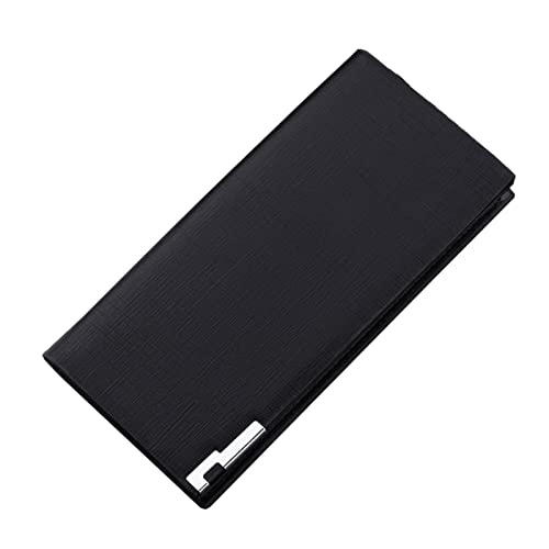 TDEOK Fashion ID Long Wallet Kunstleder Volltonfarbe Herren Business Open Purse Multiple Card Slots Clutch Bag Damen Brieftasche (Black, One Size) von TDEOK