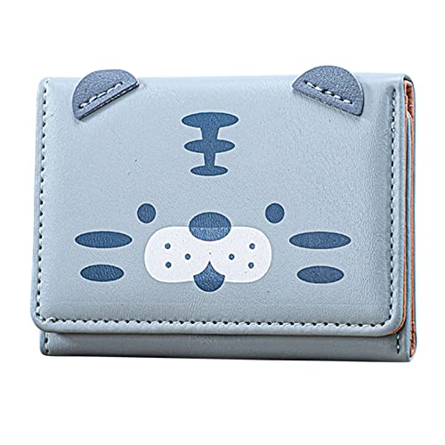 TDEOK Fashion ID Short Wallet Cartoon Cat Prints Damen Hasp Purse Mehrere Kartenfächer Clutch Bag Phone Bag Kitkartenhüllen Metall (Blue, One Size) von TDEOK