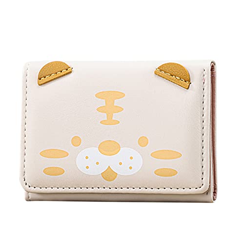 TDEOK Fashion ID Short Wallet Cartoon Cat Prints Damen Hasp Purse Mehrere Kartenfächer Clutch Bag Phone Bag Kitkartenhüllen Metall (White, One Size) von TDEOK