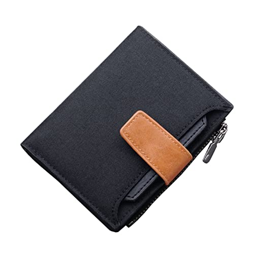 TDEOK Fashion ID Short Wallet Solid Color Damen Herren Canvas Haspe Geldbörse Mehrere Kartenfächer Clutch Bag Geldbörsen Damen Groß Rot (Black, One Size) von TDEOK