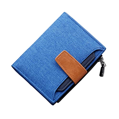 TDEOK Fashion ID Short Wallet Solid Color Damen Herren Canvas Haspe Geldbörse Mehrere Kartenfächer Clutch Bag Klein Geldbörsen Damen Silber (Blue, One Size) von TDEOK