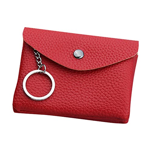 TDEOK Fashion ID Short Wallet Solid Color Damen Reißverschluss Geldbörse Mehrere Kartenfächer Clutch Bag Handytasche Damen Geldbörsen Fuchsia (Red, One Size) von TDEOK