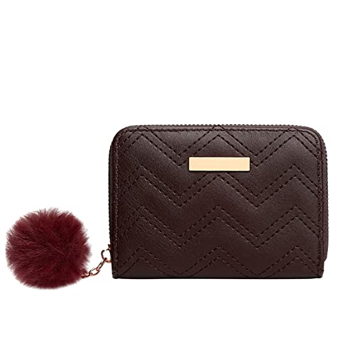 TDEOK Fashion ID Short Wallet Solid Color Damen Reißverschluss Geldbörse Mehrere Kartenfächer Clutch Bag Handytasche Zwei Geldbörsen Damen Blau (B, One Size) von TDEOK