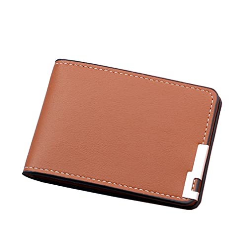 TDEOK Fashion ID Short Wallet Solid Color Open Purse Card Slots Führerschein Cover Clutch Bag Damen Geldbörsen Groß Rose (Brown, One Size) von TDEOK