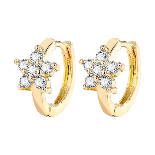 TDEOK Fashionable Zircon Small Earrings For Women Temperament Personality Trendy Earrings Simple And Versatile Earrings Perle Ohrringe Silber (GD1, One Size) von TDEOK
