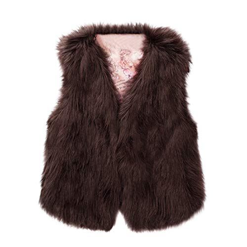 TDEOK Faux Fur Jacke Damen Warm Kunstpelz Jacke Kurz Pelzmantel Winter Fellmantel Ärmellos Pelzweste Elegant Fellweste Übergangsjacke Kunstfell-Mantel Pelzjacke Strickweste Winterjacke Plüschjacke von TDEOK