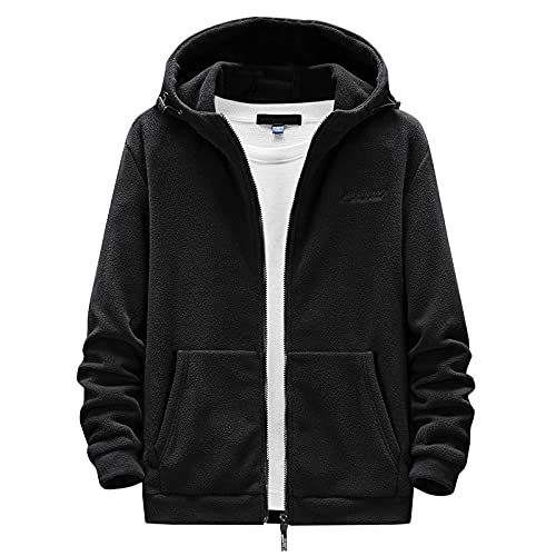 TDEOK Fleecejacke Herren mit Kapuze Einfarbig Winterjacke Warm Cardigan Fleece Jacket Freizeitjacke mit Taschen Regular Fit Fashion üBergangsjacke Trainingsjacke Alltagsjacke von TDEOK