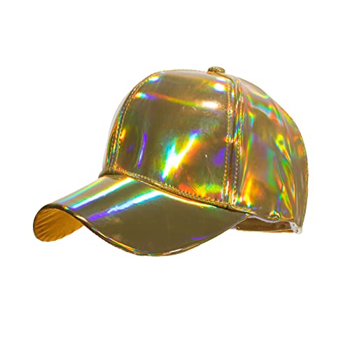 TDEOK Formel 1 Cap Weibliche Sommer-beiläufige mehrfarbige Baseballmütze Pu-justierbare Hut-Visier-Kappen Cap Kinder Mädchen 4 Jahre (Gold, One Size) von TDEOK