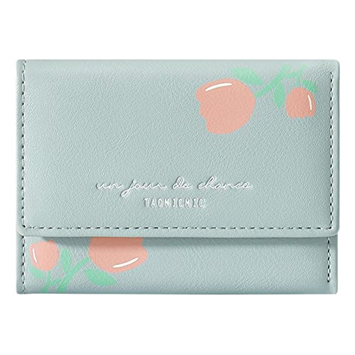 TDEOK Frauen-Blumendruck-Geldbörse Trifold Wallet Multi Card Cartoon PU Short Card Holder Wallet Herren Brieftasche Klein Münzfach (Blue, One Size) von TDEOK