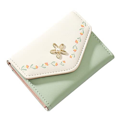TDEOK Frauen Kleine Mode Geldbörse Spleißen Multi Card Bag Damen Geldbörse Clutch Bag Bags Brieftasche (Mint Green, One Size) von TDEOK
