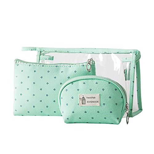 TDEOK Frauen Männer Reisetasche Mode einfache dreiteilige Waschtasche tragbar große Kapazität Reisezubehör Flüssigkeiten (Green, One Size) von TDEOK