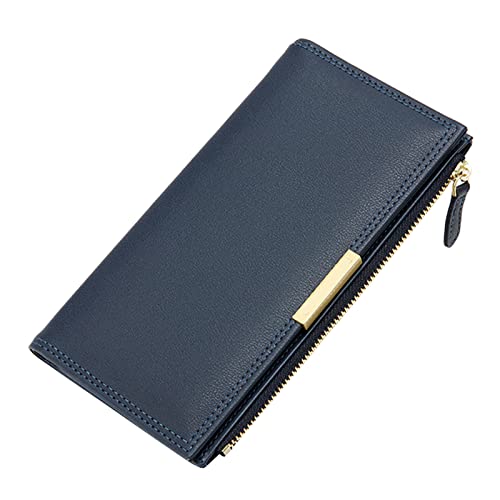 TDEOK Frauen-Mappen-Art- und Weiseneue Muster-Mappen-einfache Normallack-Lange Multi Karten-vielseitige Handtasche Brieftasche Herren Groß Pass (Dark Blue, One Size) von TDEOK