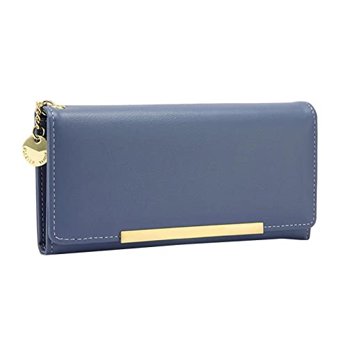 TDEOK Frauen-Mappen-Art- und Weiseneues Muster-Handtaschen-Feste einfache Lange Mappen-Art und Weise bequem Damen Brieftasche Groß (Blue, One Size) von TDEOK