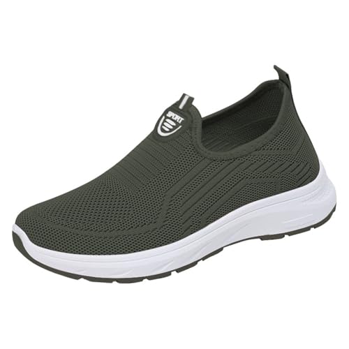 TDEOK Frühlings- und Herbstmode Damen Sneakers Gestreiftes Mesh-Gewebe Bequeme Freizeitschuhe Schuhe Damen Wasserdicht (Green, 37) von TDEOK