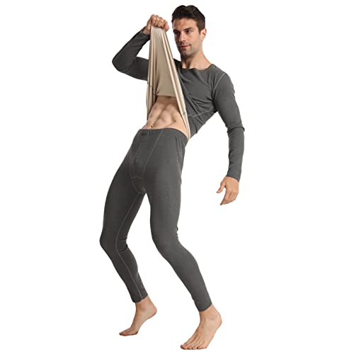 TDEOK FunktionsunterwäSche Herren Winter: SkiunterwäSche Herren Merino-ThermounterwäSche Extra Warm Baumwolle-Merino UnterwäSche Herren Set Lang Warme UnterwäSche Mit Innenfleece Thermo-UnterwäSche von TDEOK
